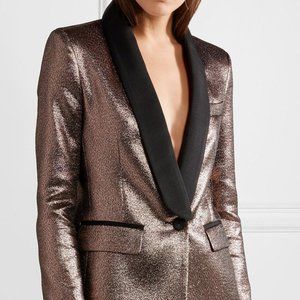 Rachel Zoe Metallic Lamé Blazer - Rose Gold
